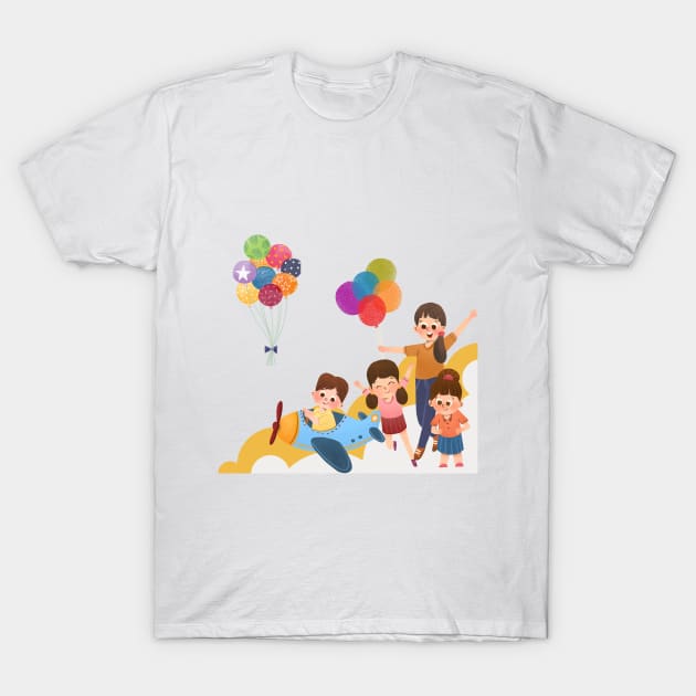 Kids playing with balloons T-Shirt by BANOTH MANOJ KUMAR